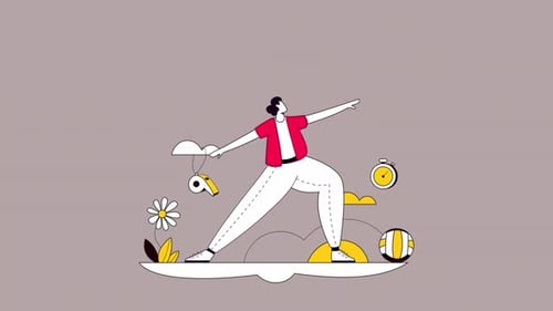 Animated Flat Design Character Doing Yoga Pose