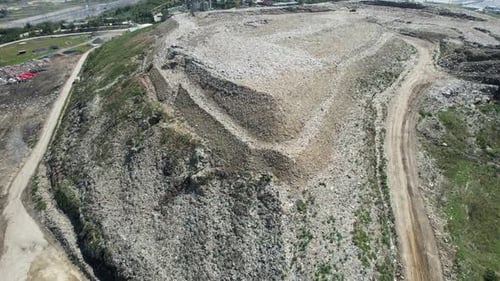 Aerial View of Large Urban Garbage Landfill