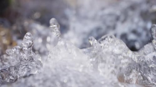 Close-Up of Sparkling Fresh Water in Mountain Stream