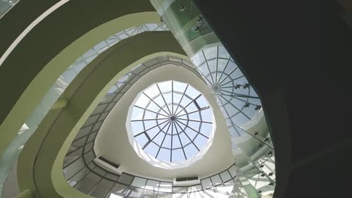 Glass Dome with Metal Frame Over Hall of Public Center