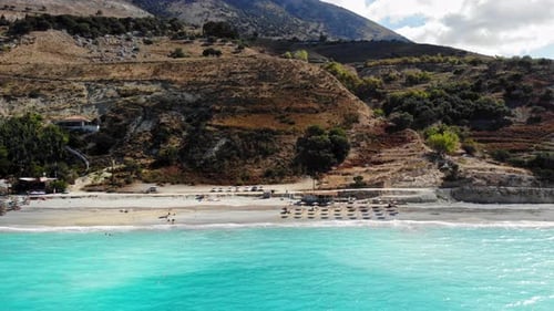 Idyllic Seascape At Agia Kiriaki Beach In Kefalonia, Greece - aerial drone shot
