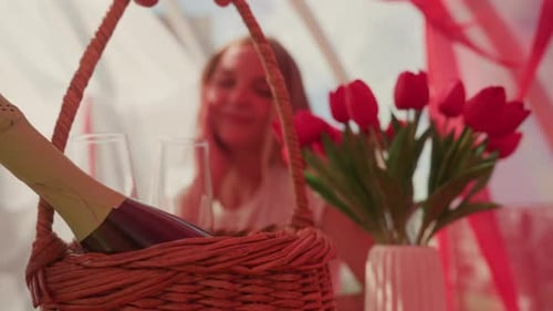 Woman Relaxing at Home Picnic