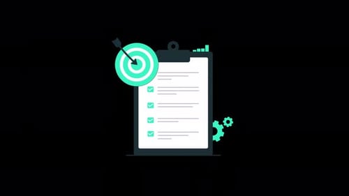 Animated Clipboard with Goal Arrow. Business Target Mail Concept Video - Transparent