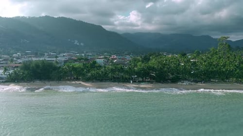 Beach Natural Landscape Coastal Seascape Drone Shooting Aerial View Coast of Thailand Green