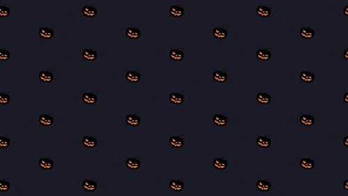 Citrouille noire Halloween, fond de boucle animée bleu foncé 4K