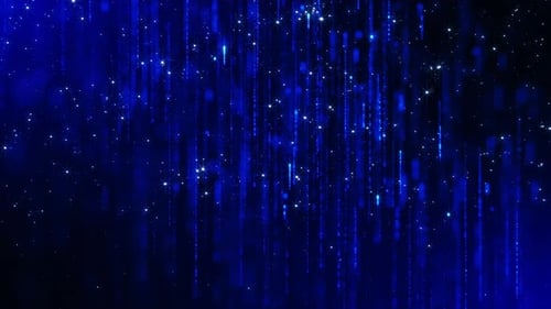 Abstract Blue Sparkling Particles Falling Light Streaks Background