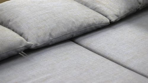 Grey Couch Cushions Close Up, Daytime Interior