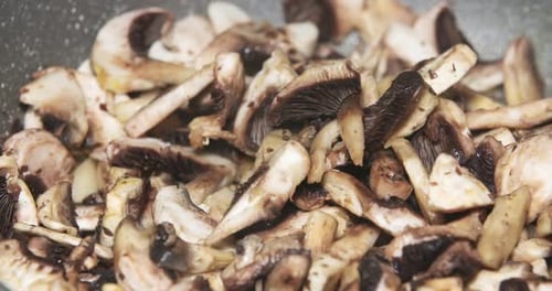 Frying Mushrooms In A Pan