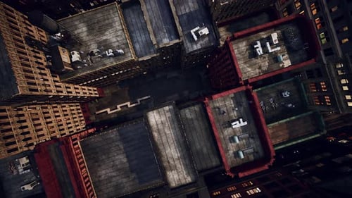 Vista aérea de la ciudad con encrucijadas y edificios