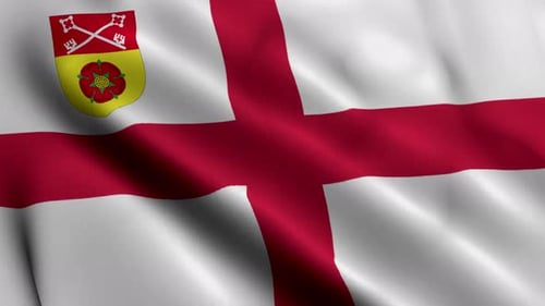 Flagge der Diözese Blackburn. Flagge der Diözese Blackburn aus Stoff mit Satinstruktur
, 3D-Illustration