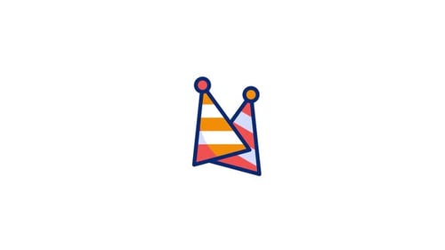 Animated Flat Design Birthday Party Hats Icon