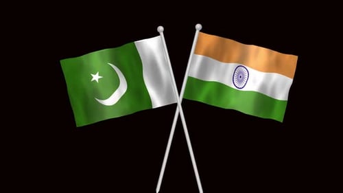 Waving National Flags of Pakistan and India Loop
