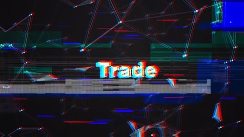Abstract Geometric Network Background with Glitch Text Reveal