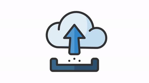 Modern Cloud Upload Icon Animation with Upward Arrow