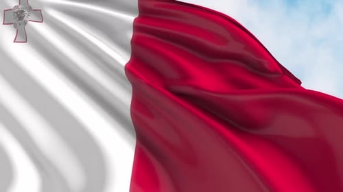 Realistic Malta Flag Waving in Wind