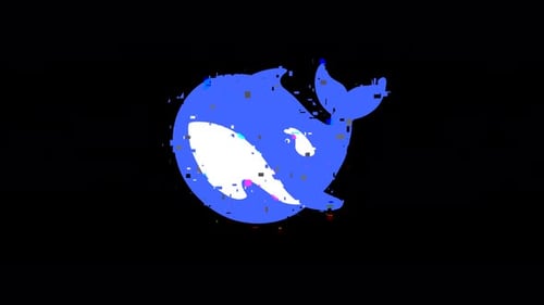 Deepseek Ai Whale-Logo auf schwarzem Hintergrund