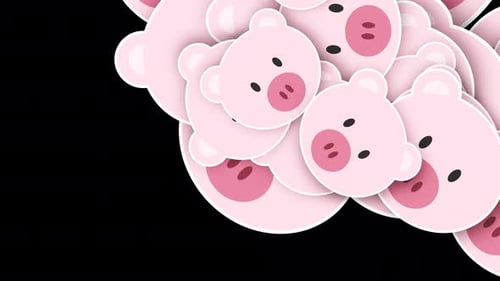 Cartoon pig transition 4K Alpha channel