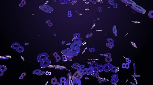 Abstract Falling Blue Number Eight Particles Background Loop