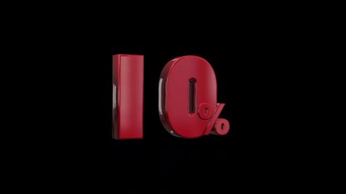 3D Red Glossy Ten Percent Rotating Animation