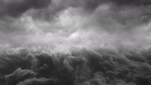 view of Lightning in dark clouds and thunderstorms