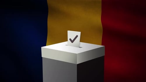 Casting vote into the ballot box during Romania election