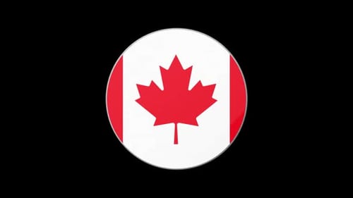 Animated 3D Canadian Flag Circular Spinning Badge