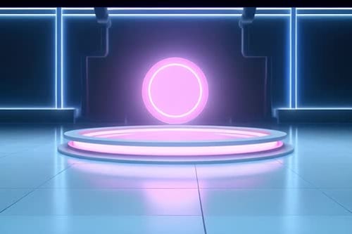podium Futuristic showcase with platform for product displaying. Empty modern stage display
