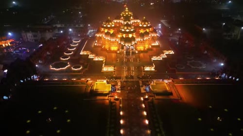 Vue aérienne du mandir de Swaminarayan Akshardham à New Delhi