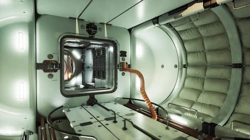 Erkundung des Inneren einer futuristischen Raumstation in niedriger Erdumlaufbahn
