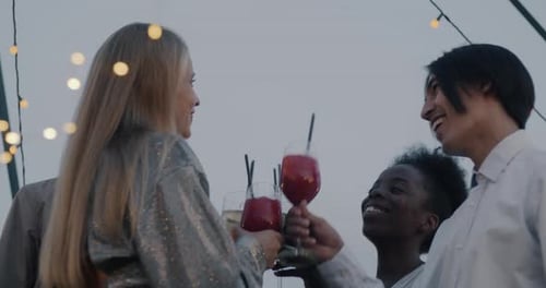 Young Adults Toasting Wine Glasses Celebrating Together