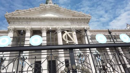 National Congress Building Behind Black Gates in Argentina