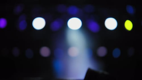 Professional Lighting Devices Lighting Equipment on the Stage Blurred View Shot