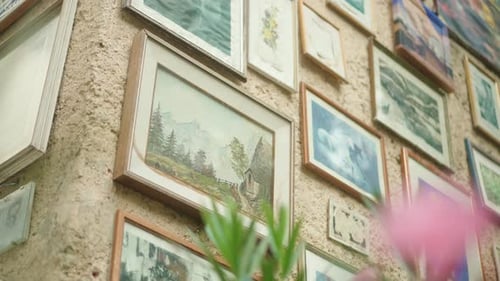 Paintings on a Wall in a Gallery