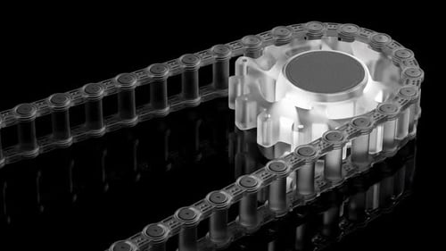 Transparente mechanische Kette mit kreisförmiger Komponente