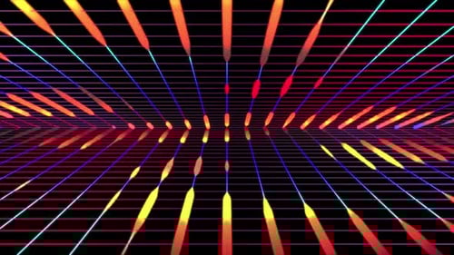 Abstract Neon Grid Tunnel Loop Background
