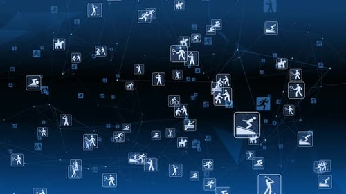 Digital Network of Sports Icons Connectivity Background