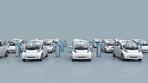 Modern Electric Cars Charging at Station Animation