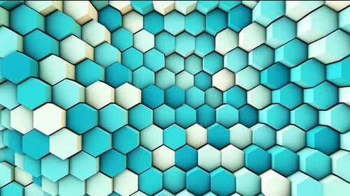 3D Geometric Hexagon Tiles Pulsating Wave Background