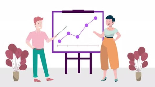 People Working At The Office Graph Business Animation