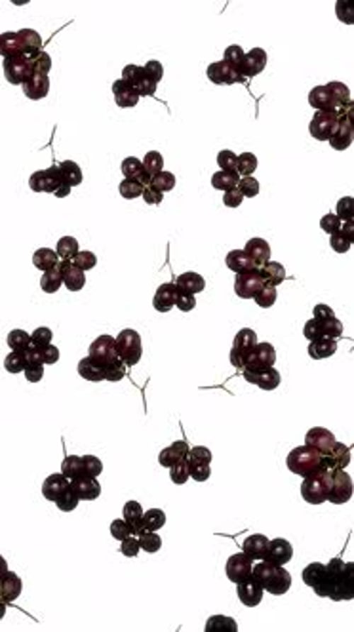Modern Falling Grapes on White Background Loop