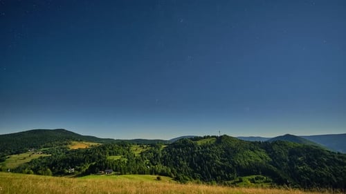 Scenic Mountain Range with Starry Night Sky Time-lapse
