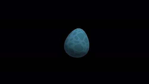 Animated Stylized Blue Egg Hatching with Green Slime Reveal