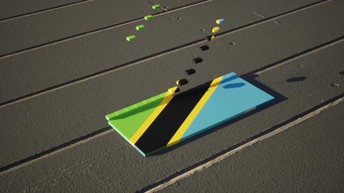 Geometric Tanzania Flag Assembly Reveal Animation