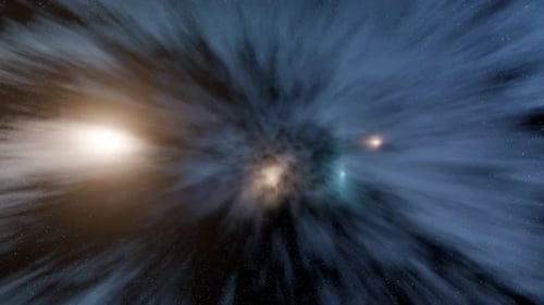 Animated Wormhole Travel through Starry Space Tunnel