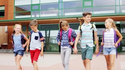 Primary Education, Communication and People Concept - Group of Happy Elementary School