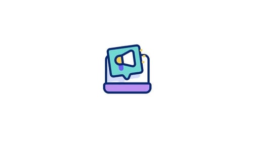 Animated Flat Design Digital Marketing Laptop Icon