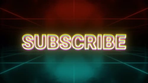 Neon Subscribe Text Reveal on Digital Grid