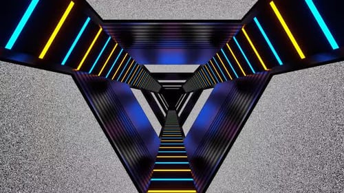 Noise Screen In Orange And Blue Neon Tunnel Background Vj Loop In 4K