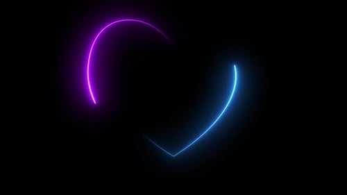 Neon pink heart shapes tunnel effect Valentine's Day video congratulation card abstract