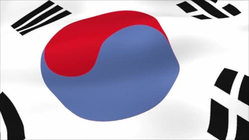 Ondeando la bandera de Corea del Sur
